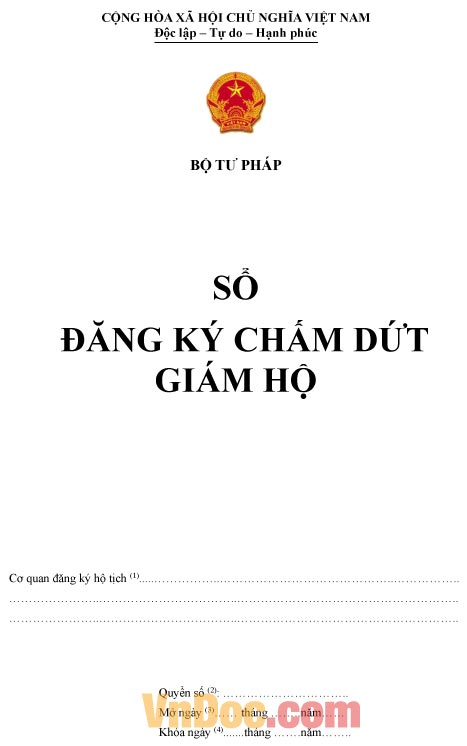 Mẫu sổ ghi chép đăng ký chấm dứt giám hộ