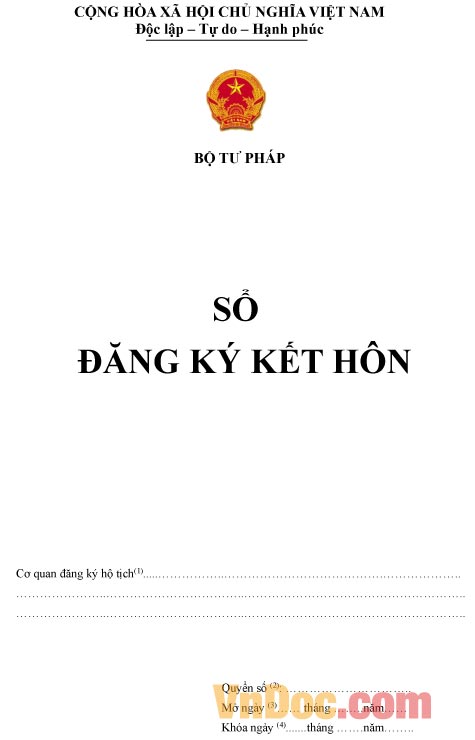 Mẫu sổ ghi chép đăng ký kết hôn