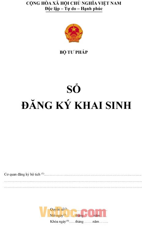 Mẫu sổ ghi chép đăng ký khai sinh