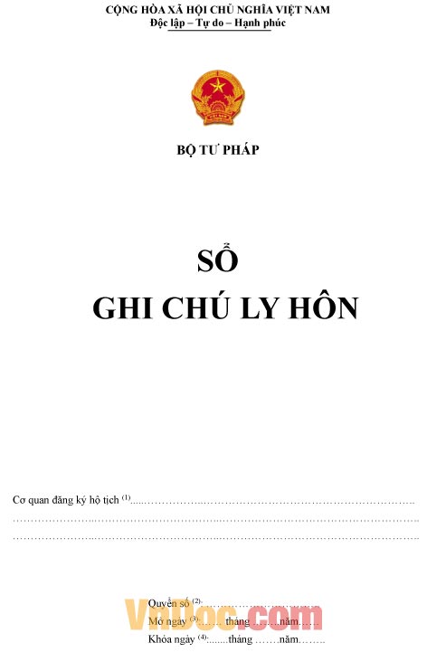 Mẫu sổ về việc ghi chú ly hôn