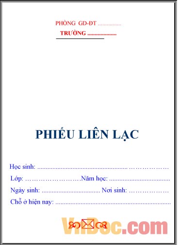 Mẫu phiếu liên lạc tiểu học