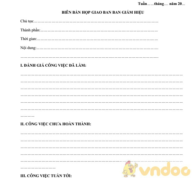 Biên bản họp giao ban ban giám hiệu