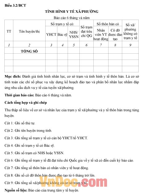 Mẫu báo cáo tình hình y tế xã, phường