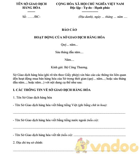 Báo cáo hoạt động của sở giao dịch hàng hóa