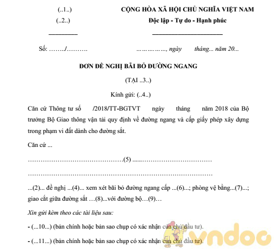 Đơn đề nghị bãi bỏ đường ngang