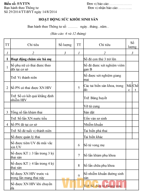 Mẫu báo cáo về tình hình hoạt động sức khỏe sinh sản