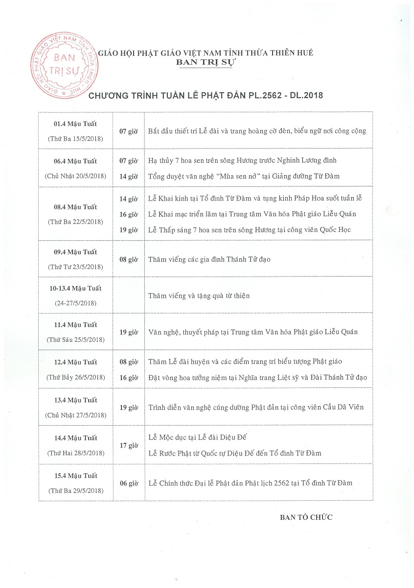 Chương trình Tuần lễ Phật đản