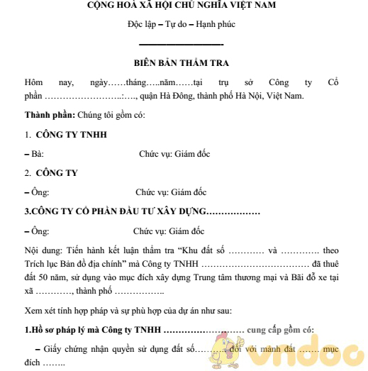 Biên bản thẩm tra dự án