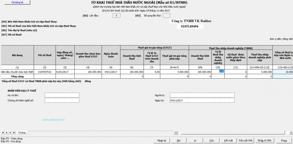 Cách nộp tiền thuế nhà thầu qua mạng