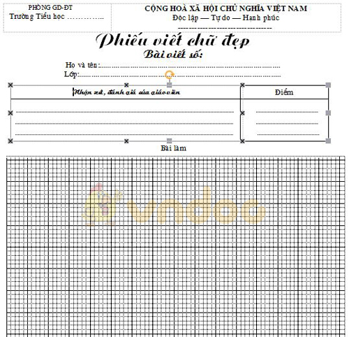 Phiếu viết chữ đẹp