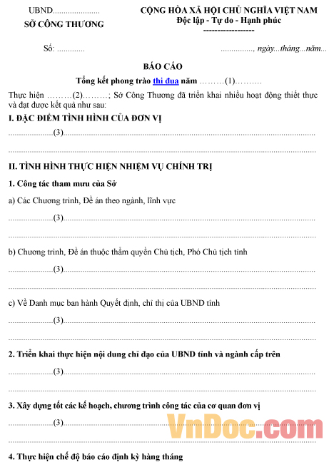 Mẫu báo cáo về việc tổng kết phong trào thi đua