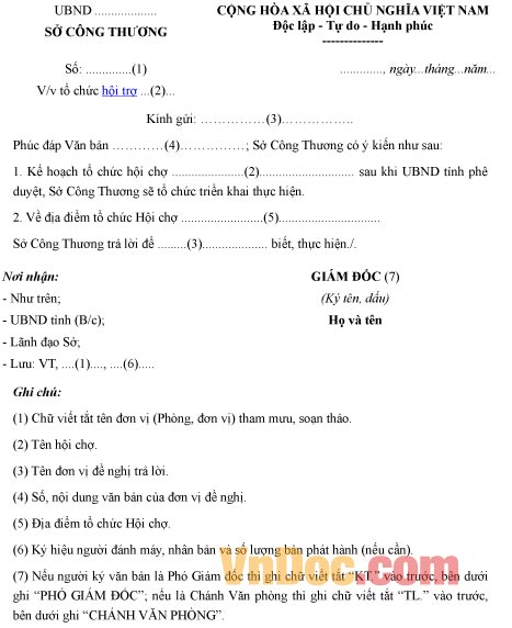 Mẫu công văn về việc tổ chức hội trợ