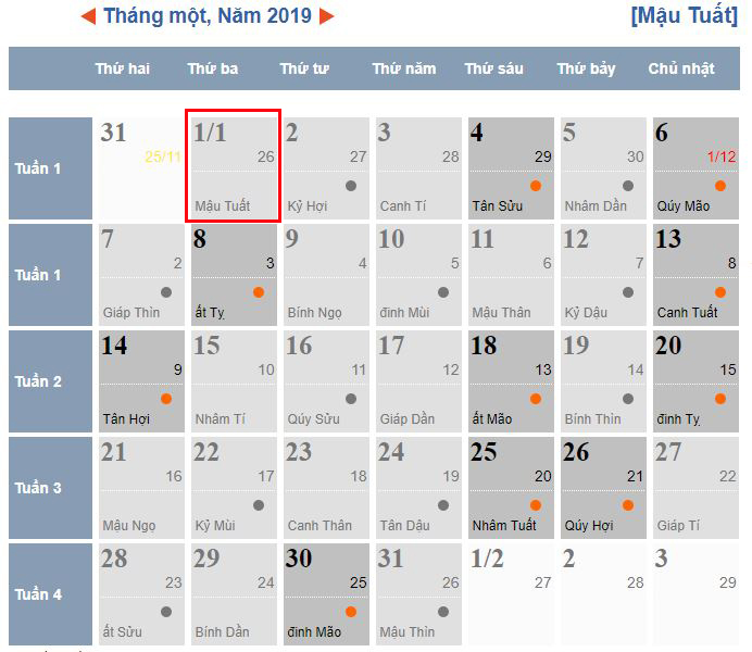 Lịch nghỉ tết dương 2019