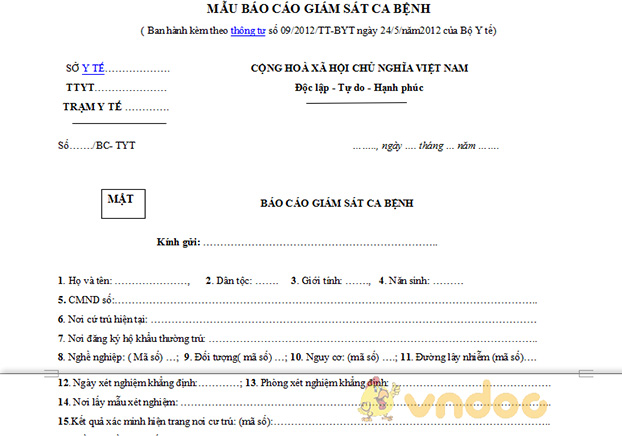 Biểu mẫu giám sát ca bệnh