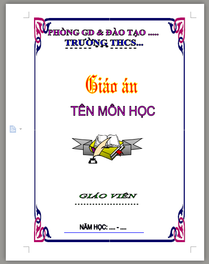 Mẫu bìa giáo án đẹp