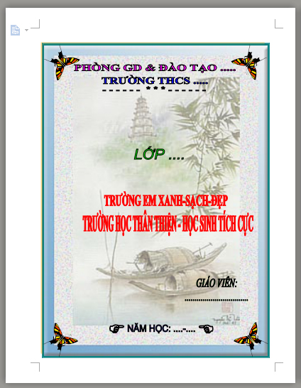 Mẫu bìa giáo án THCS
