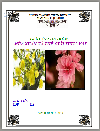Bìa giáo án mầm non đẹp