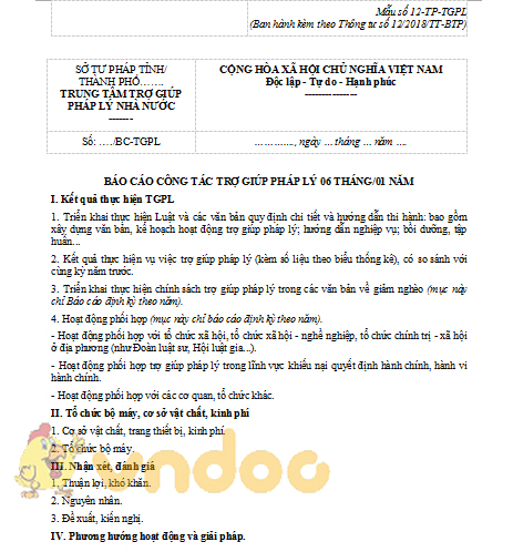 Báo cáo trợ giúp pháp lý