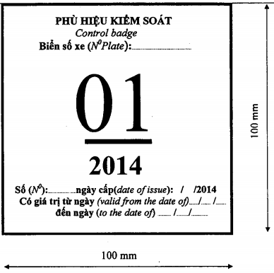 Mẫu giấy cấp phù hiệu kiểm soát xe - Mẫu số 07