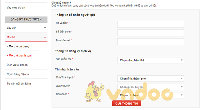 Làm thẻ ATM Techcombank