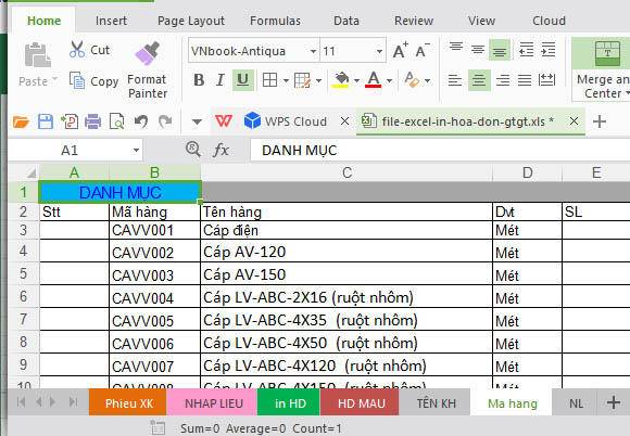 File excel hóa đơn bán hàng