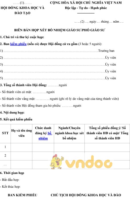Mẫu biên bản họp xét bổ nhiệm
