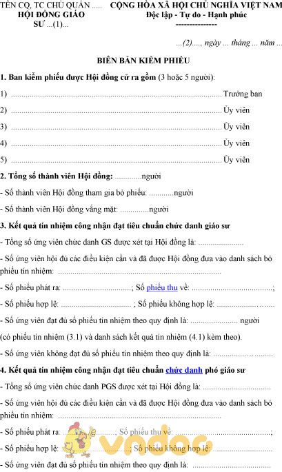 Biên bản kiểm phiếu