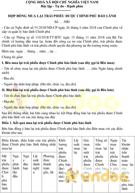 Mẫu hợp đồng mua lại trái phiếu