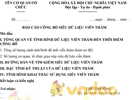 Mẫu báo cáo công bố siêu dữ liệu viễn thám