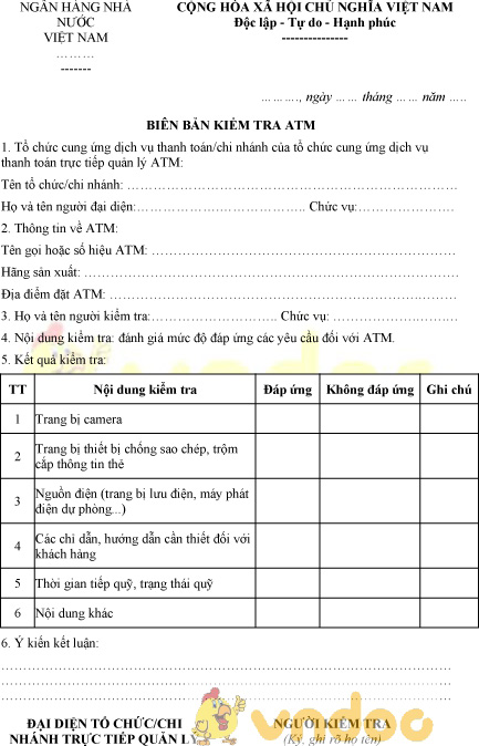 Mẫu biên bản kiểm tra ATM
