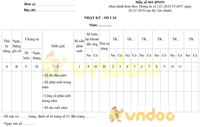 Nhật ký - Sổ cái theo Thông tư 132