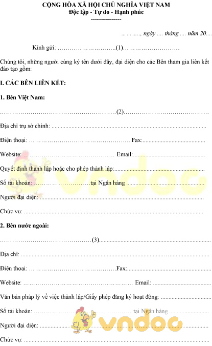 Mẫu văn bản đăng ký hoạt động liên kết đào tạo với nước ngoài