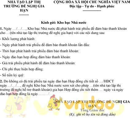 Mẫu công văn đề nghị gia hạn hợp đồng đảm bảo thanh khoản