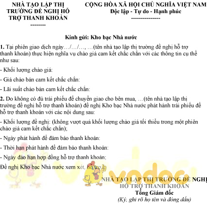 Mẫu công văn đề nghị Kho bạc Nhà nước hỗ trợ thanh khoản