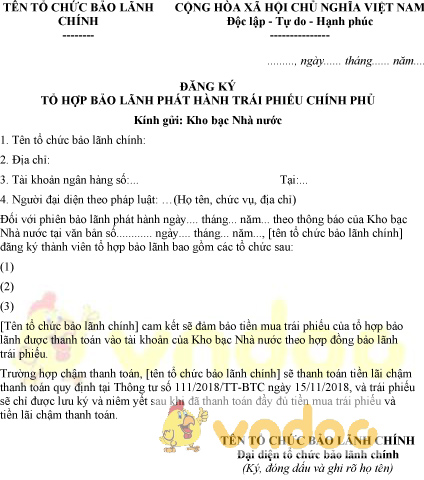 Mẫu đăng ký tổ hợp bảo lãnh phát hành trái phiếu chính phủ