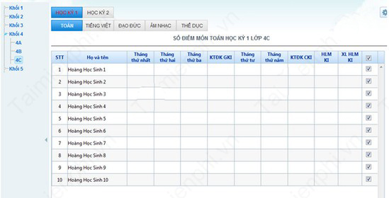 Xem điểm trong SMAS