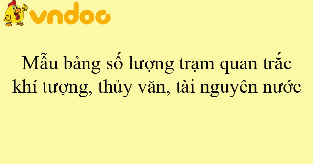 Mẫu bảng số lượng trạm quan trắc khí tượng, thủy văn, tài nguyên nước