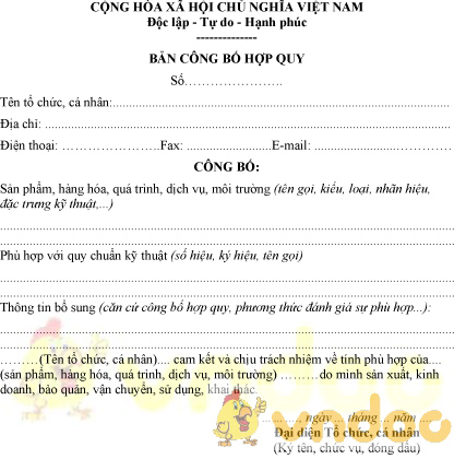Mẫu bản công bố hợp quy