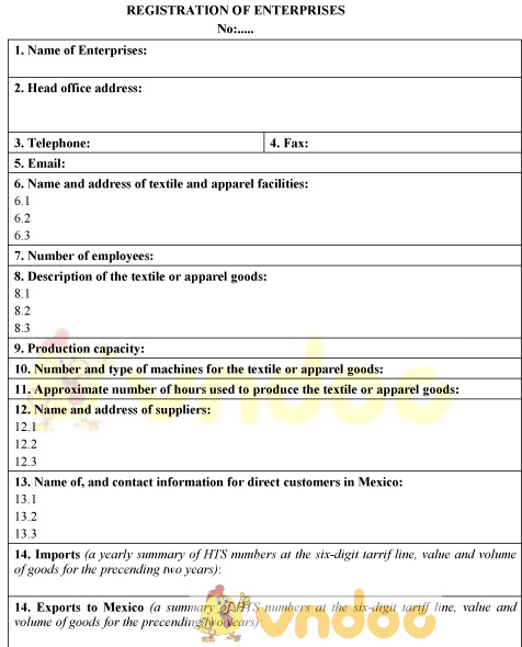 Mẫu đăng ký thông tin thương nhân