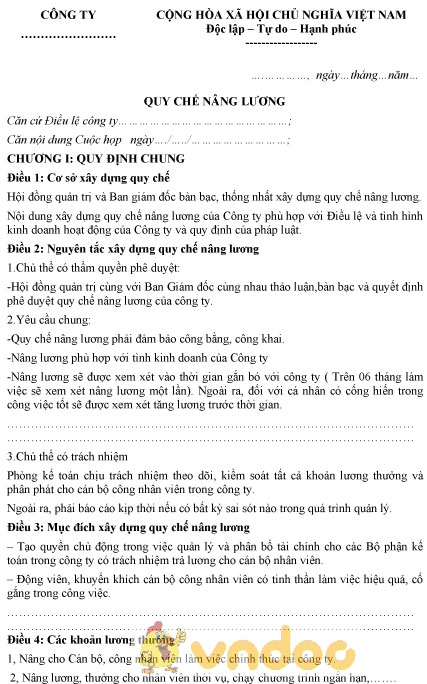 Mẫu quy chế nâng lương