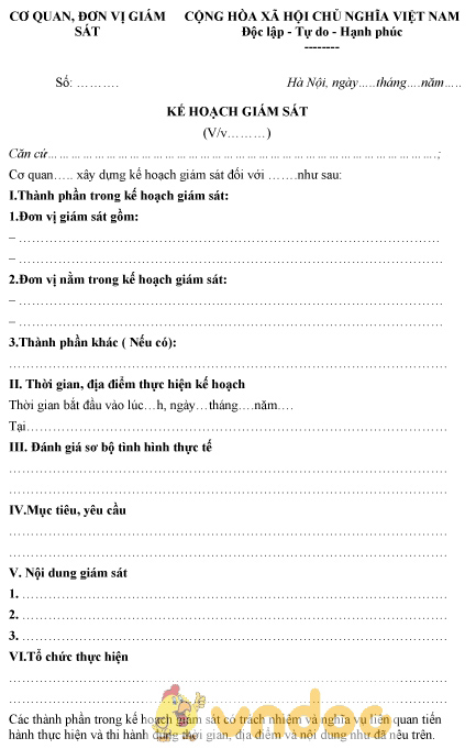 Mẫu kế hoạch giám sát