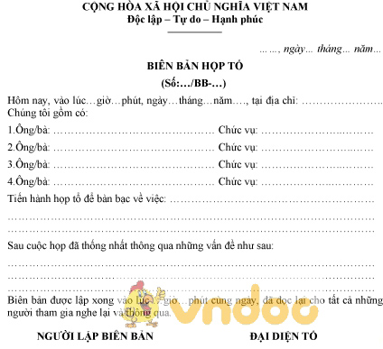 Mẫu biên bản họp tổ dân phố