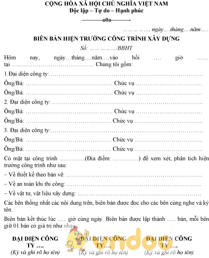 Biên bản hiện trường công trình xây dựng