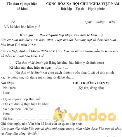 Mẫu kê khai bảo hiểm y tế