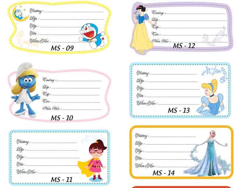 Mẫu nhãn vở đẹp dành cho học sinh tiểu học