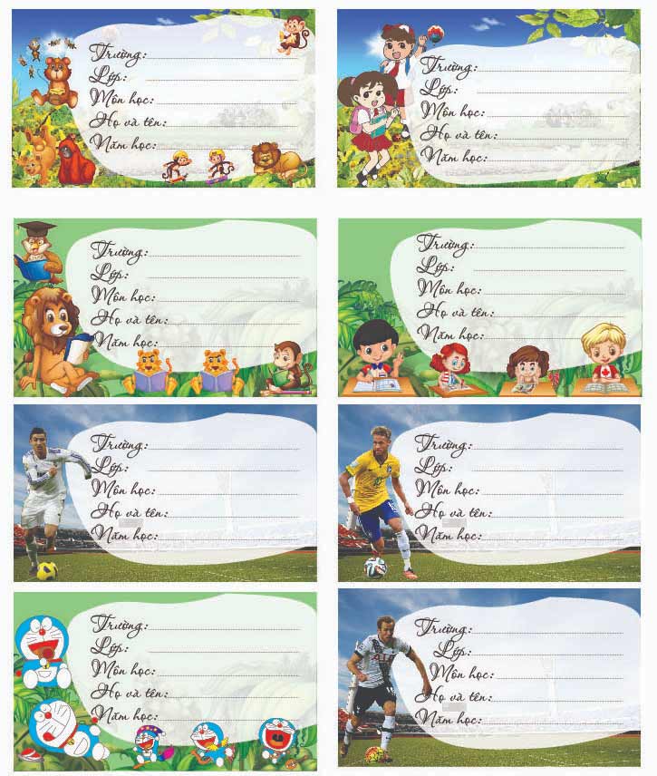 Mẫu nhãn vở đẹp dành cho học sinh tiểu học