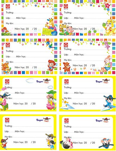 Mẫu nhãn vở đẹp dành cho học sinh tiểu học