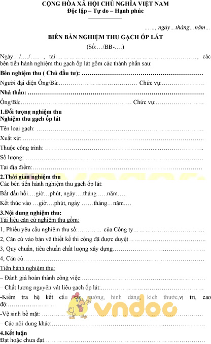 Mẫu biên bản nghiệm thu gạch ốp lát