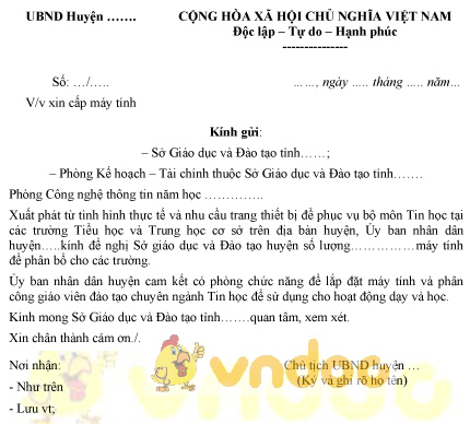 Mẫu tờ trình xin cấp máy tính