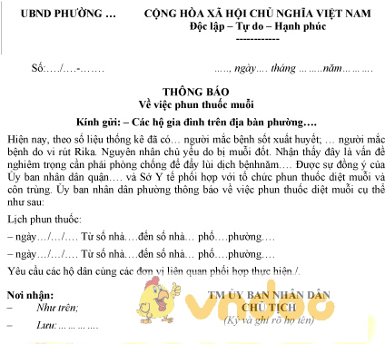 Mẫu thông báo phun thuốc muỗi